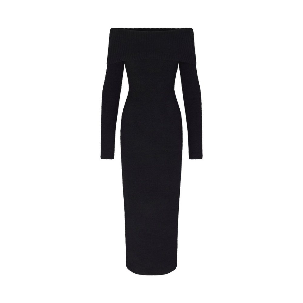 NWT Skims cozy knit off the shoulder dress - black onyx medium - Picture 4 of 9